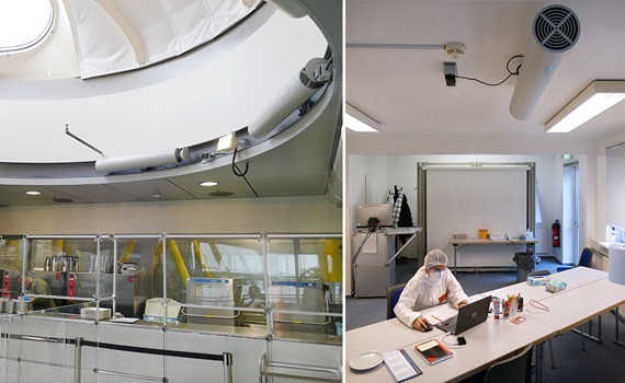 Bộ lọc không khí phòng UV trong canteen và trung tâm kiểm tra nhanh