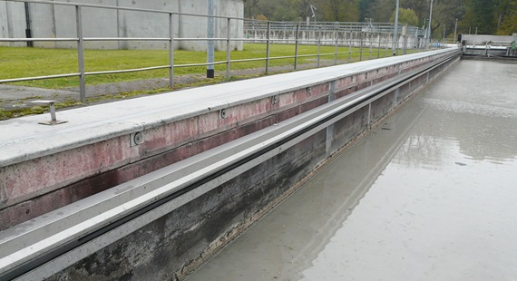 Hệ thống basic flizz trong bể lắng có chiều dài 58 mét
